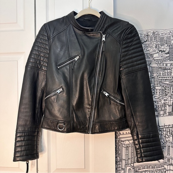 PREMIUM 100% Sheep Leather Quilted Biker Jacket Moto Zara M/L - Picture 14 of 15